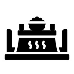 warm kotatsu table glyph icon for heated seating area