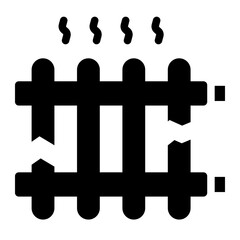 broken heater glyph icon for malfunctioning radiator