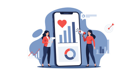 Dynamic business team analyzing growth charts on smartphone for marketing success