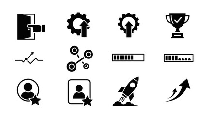Fototapeta premium Success icons for business growth, achievement, and progress in modern design