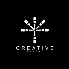 Abstract logo design with a ship's rudder concept.