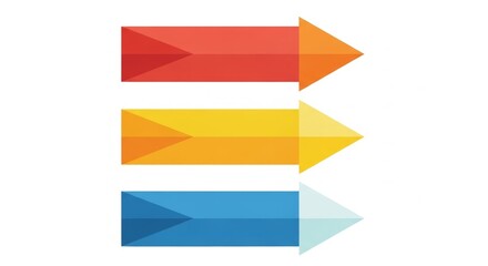 Colorful geometric arrows in red, yellow, and blue on a white background