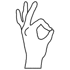 Minimalist Line Art Drawing of Hand Making the OK or A-OK Gesture