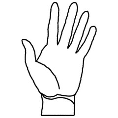 Minimalist Line Art Drawing of an Open Hand Showing the Number Five or Stop Gesture