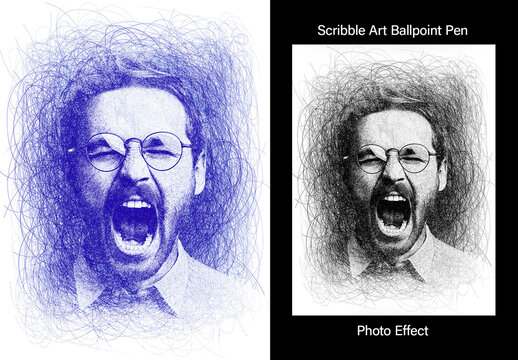 Scribble Art Ballpoint Pen Photo Effect