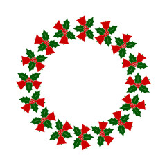holly wreath isolated on white background