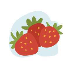 Fresh strawberry illustration showing sweet red texture and green leaves, strawberry charm symbolizing summer freshness and healthy dessert inspiration for modern food visuals.
