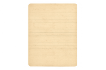 Lined vintage paper sheet featuring a blank texture and rounded corners, ready for custom text or design. Transparent background