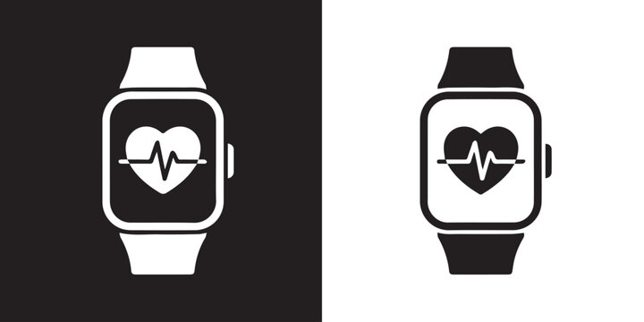 smartwatch heart monitor icon with ecg line wearable health tracking symbol