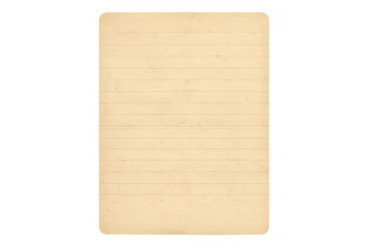 Lined vintage paper sheet featuring a blank texture and rounded corners, ready for custom text or design. Transparent background