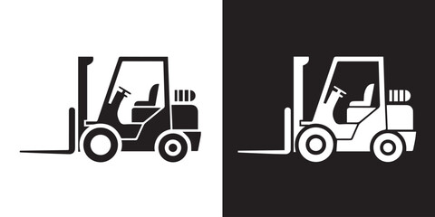 forklift mirrored icon set for transport depot and warehouse use