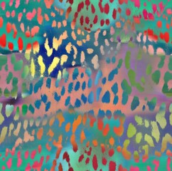 Seamless leopard pattern, colorful abstract animal prints.