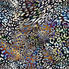 Seamless leopard pattern, colorful abstract animal prints.