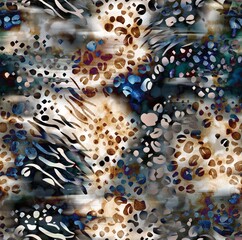 Seamless leopard pattern, colorful abstract animal prints.