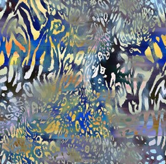 Seamless leopard pattern, colorful abstract animal prints.