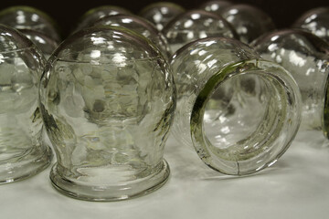Glass medical cups for medical purposes, rehabilitation, increasing blood flow