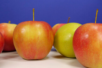 Ripe juicy red and yellow apples