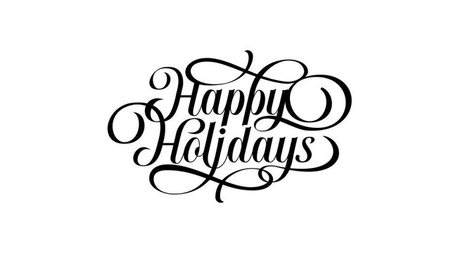 happy holidays text animation with smooth movement in black, and white. It's great for greeting, promotion, event, etc