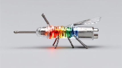 Futuristic Insect Robot with Rainbow Light Display - A Technological Marvel.