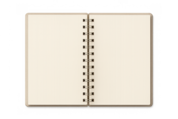 Open spiral notebook with blank pages, college notepad template ready for text, diary planning and organization