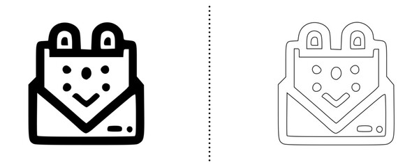 Smiling Shopping Bag Icon Happy Customer, E-Commerce Purchase, and Retail Store Symbol in Solid and Outline Vector Style for Online Shop and Marketing Design