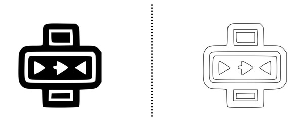 Media Control Button Icon Set Play Pause Navigation Symbols in Solid and Outline Style for Interface, Music Player, and Multimedia UI Design