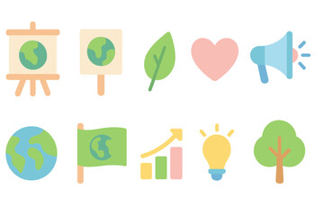 Environmental, conservation flat icon set. Ecology, sustainability, nature icons collection