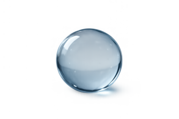 Water liquid drop sphere forming a clear transparent bubble on an isolated background with reflection