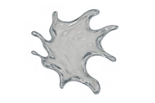 Water splash liquid blob shape on transparent background, fluid motion abstract element, dynamic clear clean aqua drop