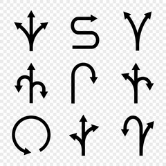 Road navigation arrows. Way direction arrow sign