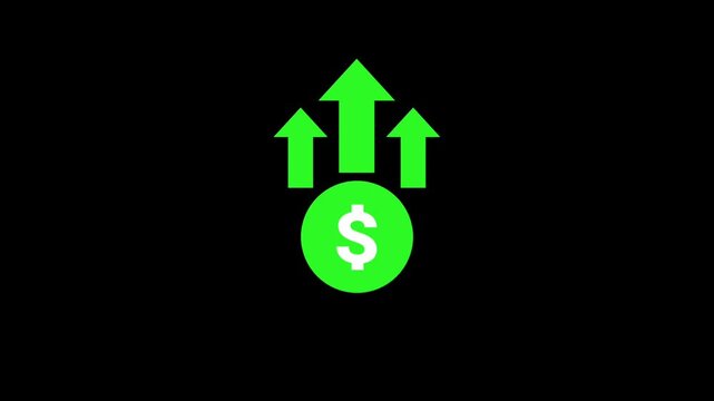 Cost icon with incr.ease arrow Striking design ideal for web, print files, online design, commercial use, economics, and stock market-related designs. Simple, clear, and modern sign. 
