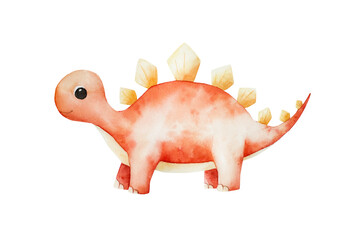 Cute dinosaur. Watercolor hand drawn prehistoric Brachiosaurus animal. Isolated illustration on transparent background. Perfect for for nursery and baby shower, tropical design projects. For designers