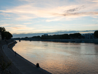 Rhone River at Sunset in Arles France Provence