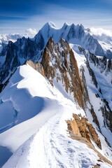 Snowy Mountain Ridge Aiguille Verte