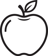 Simple Apple Outline Illustration Isolated on a Transparent Background
