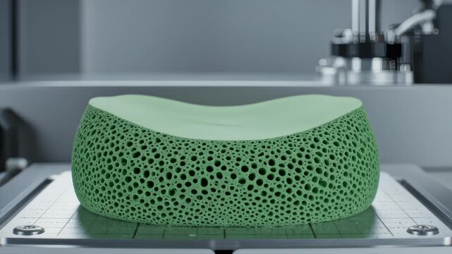Green Cube Compressing Into Spherical Shape Under Pressure Device