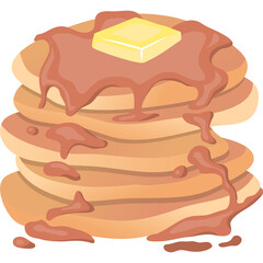 Golden Brown Pancakes Stack Topped With Melting Butter And Syrup A Delicious Breakfast Treat Isolated On Transparent Background