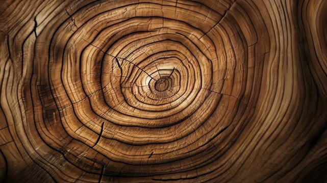 Wood Grain Detail: A detailed close-up reveals the intricate grain pattern and growth rings of a tree, showcasing the passage of time and the beauty of natural wood textures.