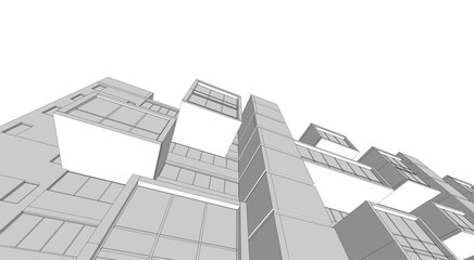 Linear view of house architectural concept vector illustration