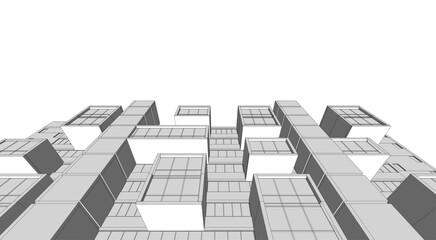 Linear view of house architectural concept vector illustration