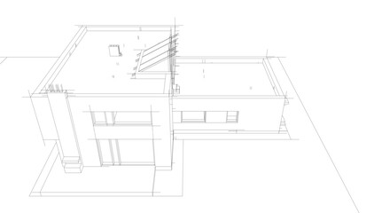 Linear view of house architectural concept vector illustration