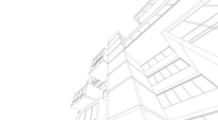 Linear view of house architectural concept vector illustration