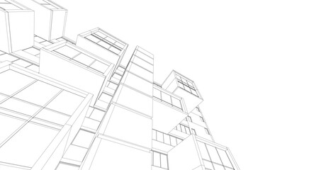 Linear view of house architectural concept vector illustration