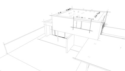 Linear view of house architectural concept vector illustration