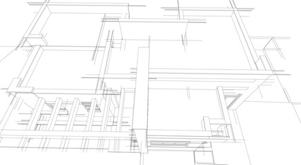 Linear view of house architectural concept vector illustration