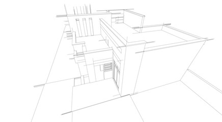 Linear view of house architectural concept vector illustration