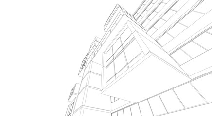 Linear view of house architectural concept vector illustration