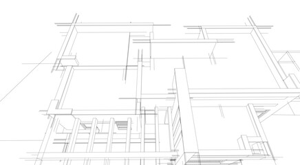 Linear view of house architectural concept vector illustration