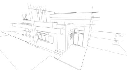 Linear view of house architectural concept vector illustration