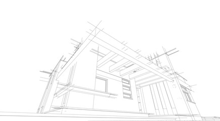 Linear view of house architectural concept vector illustration